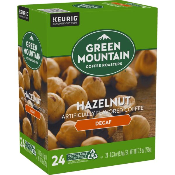Green Mountain Coffee Roasters Hazelnut Decaf Coffee, Single-Serve K-Cup pods, Light Roast, 96 Count (4 Packs of 24)