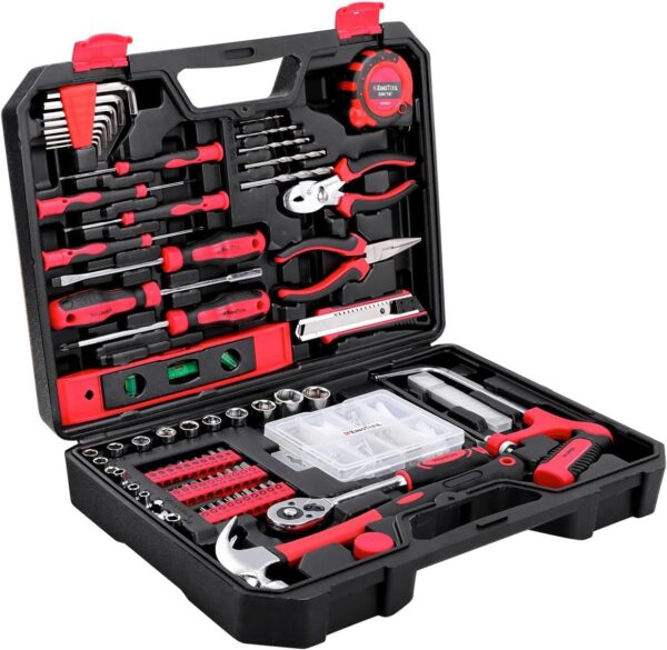 KINGTOOL Home Tool Set Kit – 286 PCS Home Auto Repair Tool Kit with Rolling Tool Box, Mechanic Tool Sets with 21V Max Cordless Power drill, Perfect for Homeowner, Diyer, Handyman
