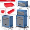 Tool Chest 8-Drawer | 42” Large Rolling Tool Chest with Wheels | Detachable Top Metal Tool Box | Garage Storage Cabinet for Repair Room,Warehouse | Rolling Tool Box with Hooks,Liners,Tray Divider