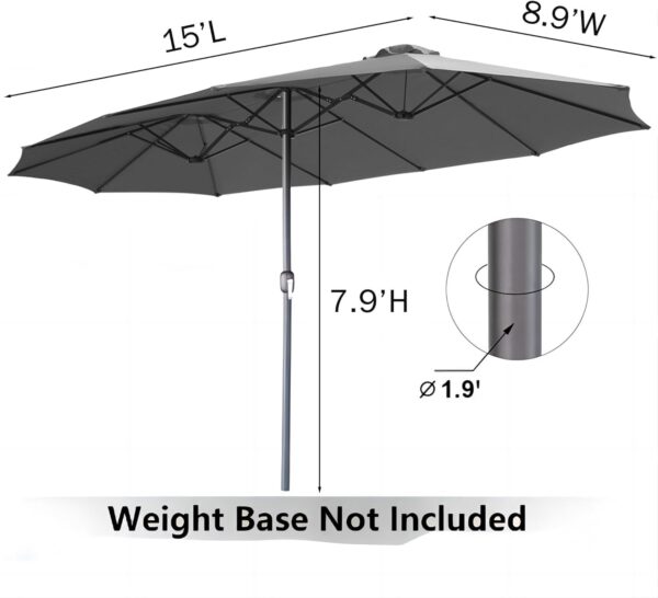 80e6a271a53949839d34edc78cae69fb 15ft Patio Umbrella with Solar Lights, Large Double Umbrella Outdoor, Rectangle 180”x106” Umbrellas with 156 PCS LED Lights and Crank Handle for Backyard Deck Pool Shade in Black(1.9′′ Pole)