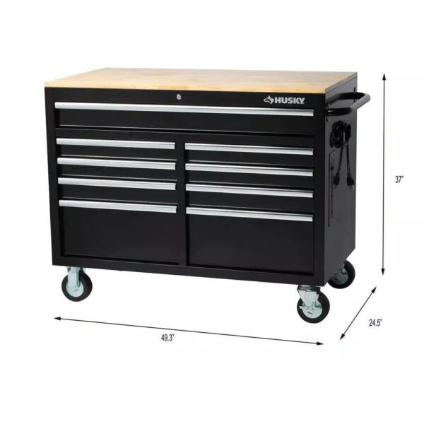 813d5d626f4546c68014c2b2d1d368ff 46 in. W x 24 in. D 9-Drawer Gloss Black Deep Tool Chest Mobile Workbench