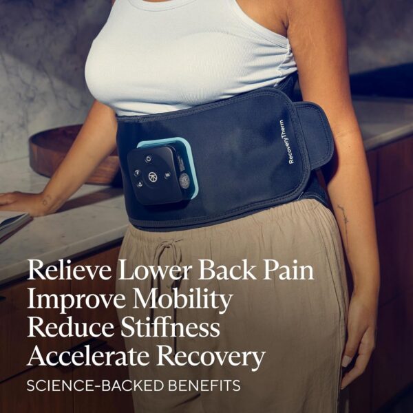 RecoveryTherm Back – Hot Vibration Back and Core Wrap for Athletes – Advanced Hot Vibration for Pain Relief Wrap with Cryothermal Technology – One Size Fits All