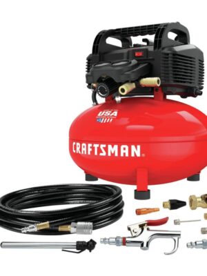 6 Gallon Pancake Air Compressor, Oil-Free, 150 PSI, Portable with Accessory Kit