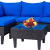 Patio Furniture Set 4 Pieces Outdoor Rattan Chair Wicker Sofa Garden Conversation Bistro Sets for Yard (Brown)