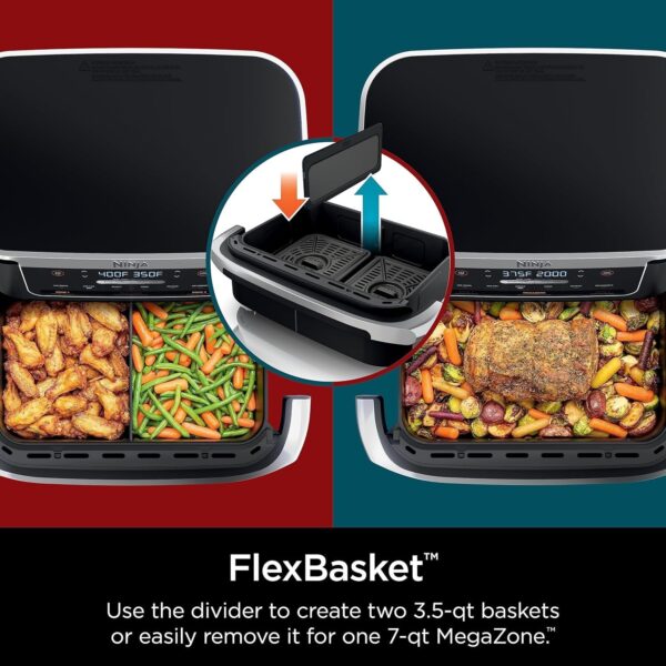 81e99bbe24854b098d375c0ec5a8b97c DZ401 Foodi 10 Quart 6-in-1 DualZone XL 2-Basket Air Fryer with 2 Independent Frying Baskets, Match Cook & Smart Finish to Roast, Broil, Dehydrate for Quick, Easy Family-Sized Meals, Grey