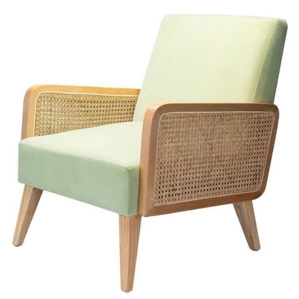 81ffa8c56c234d71bc4c4d2a1762fee0 Upholstered Accent Chair with Rattan Arms