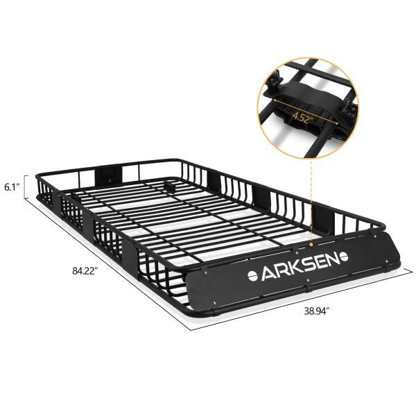 82683389c69b44da9f506cbc6616f546 ARKSEN 84 x 39 x 6 Universal Roof Rack Cargo Extension Car Top Luggage Holder Carrier Basket SUV Camping, Black