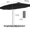 15ft Patio Umbrella with Solar Lights, Large Double Umbrella Outdoor, Rectangle 180”x106” Umbrellas with 156 PCS LED Lights and Crank Handle for Backyard Deck Pool Shade in Black(1.9′′ Pole)