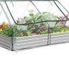 Land Guard 6x3x1ft Galvanized Raised Garden Bed with Waterproof Cover Small Mini Portable Antifreeze Greenhouse Kit for Metal Planter Box with 2 Huge Roll-up Zipper Door Window
