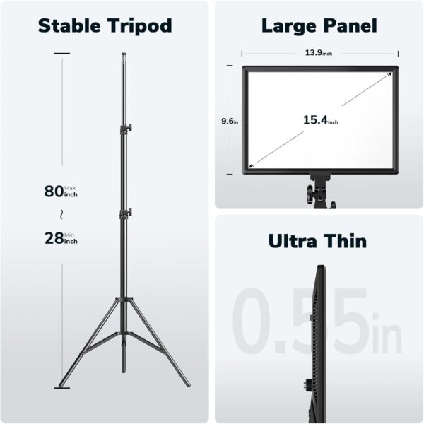 8379ecef196542f6b2c0912b600f87bc D50 LED Video Light Panel Lights 15.4′′, 2 Packs 45W 3000K-8000K Bi-Color Dimmable Photography Lighting, CRI 96+ Videography Lighting for Video Shooting/Gaming/Live Stream/Studio/Film