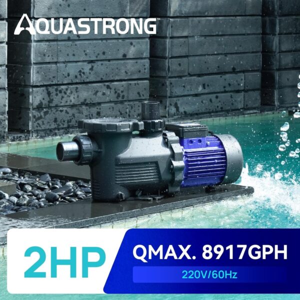 838fe62761cf4ec39d41b975d2f863ae AQUASTRONG In/Above Ground Pool Pump, High Flow (with Timer, 2HP, 8917 GPH, 220V)