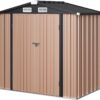 Aoxun 6.2×4 FT Shed Outdoor Storage Shed Metal Garden Shed with Lockable Doors & Slooping Roof Tool Shed Bike Shed for Backyard, Patio, Poolside (Brown)