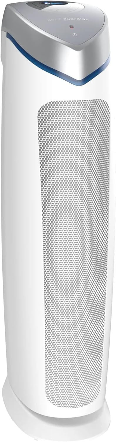 GermGuardian 5-In-1 HEPA Air Purifier for Home, Large Rooms Up To 915 Sq. Ft. with HEPA Pet Air Filter, UV-C Light & Odor Reduction, AC5250PT, 28′′ Tower, Black