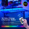 GTRACING 55 Inch Gaming Desk with LED Lights, Computer Gamer Desk with Monitor Stand, Ergonomic Carbon Fiber Surface Gaming Table with Mouse Pad for Home Office, RGB