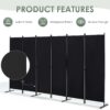 RANTILA 3 Panel Privacy Screen, 6 Ft Tall Folding Privacy Screen Room Dividers, Freestanding Room Partition Wall Dividers, 102”W x 20”D x 71”H, Black