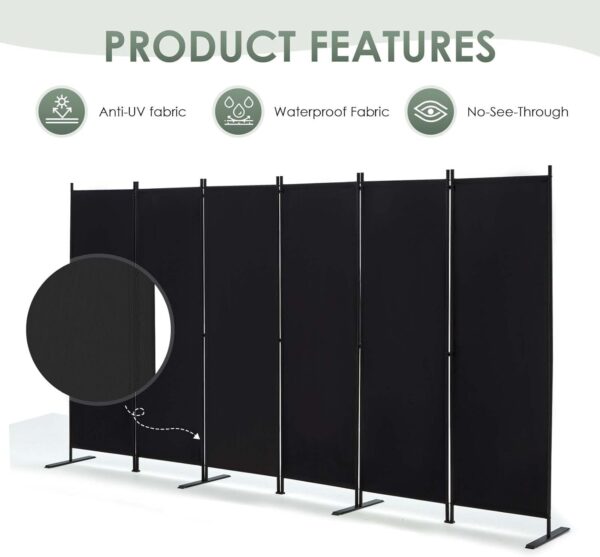 RANTILA 3 Panel Privacy Screen, 6 Ft Tall Folding Privacy Screen Room Dividers, Freestanding Room Partition Wall Dividers, 102”W x 20”D x 71”H, Black