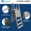 Confer Plastics 7200 Roll Guard 48′′ to 56′′ Adjustable A Frame Safety Ladder for Above Ground Outdoor Patio Swimming Pool Platform Ladder with Step Barrier, Warm Grey...