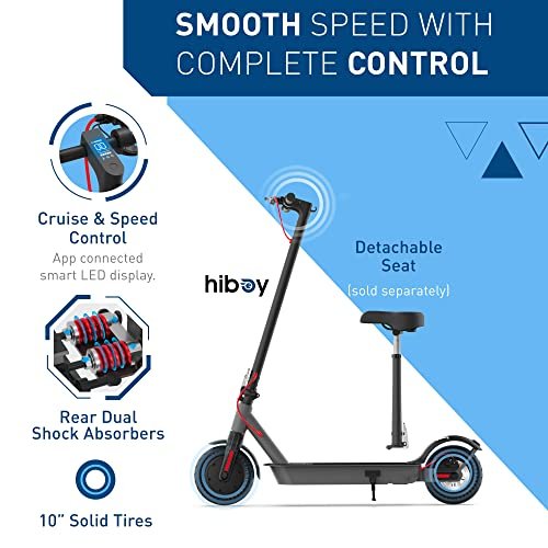 Hiboy S2 Pro Folding Electric Scooter, 500W Motor, 10′′ Solid Tires