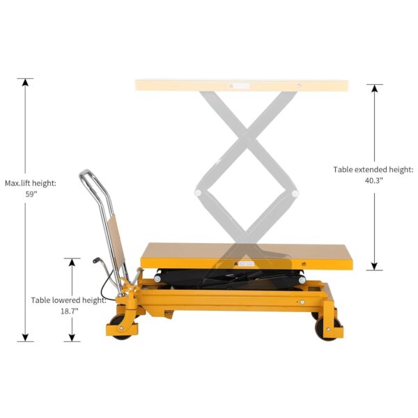 84a87de2075e44e0ba1ab03bc9238297 APOLLOLIFT Hydraulic Lift Table Cart – 770 lbs Capacity, 51′′ Max Height, Double Scissor Lift with Safety Guard & 4 Wheels