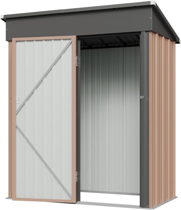 84aa0fab956842dc98f3f2961dc9e1eb Aoxun 6.2×4 FT Shed Outdoor Storage Shed Metal Garden Shed with Lockable Doors & Slooping Roof Tool Shed Bike Shed for Backyard, Patio, Poolside (Brown)