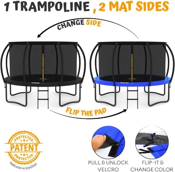 JUMPZYLLA Trampoline 8FT 10FT 12FT 14FT 15FT 16FT Trampoline with Enclosure – Recreational Trampolines with Ladder and AntiRust Coating, ASTM Approval Outdoor Trampoline for Kids