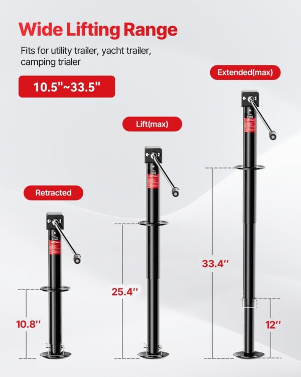 84c0be026c3e49708683caef8e2d867f 5000 lbs A-Frame Trailer Jack, 23′′ Vertical Travel, 20-24V Cordless Drill Compatible, Adjustable Drop Leg, for Utility, Yacht (Black)