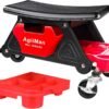 AgiiMan Mechanic Stool – Detailing Garage Rolling Stool with Wheels, Automotive Roller Creeper Seat Chair Repair Tools Tray, 2 Tool Storage Drawers Under Seat, 300 Lbs Capacity
