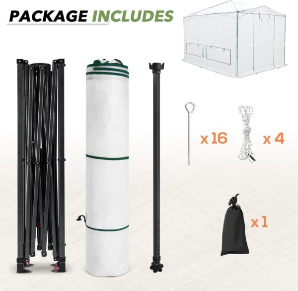 84d9d336ac2744fd94499fe9f0a94b67 EAGLE PEAK 6×4 Portable Walk-in Greenhouse, Pop-up Indoor Outdoor Garden Green House, Zippered Door and Windows, PE Cover, White