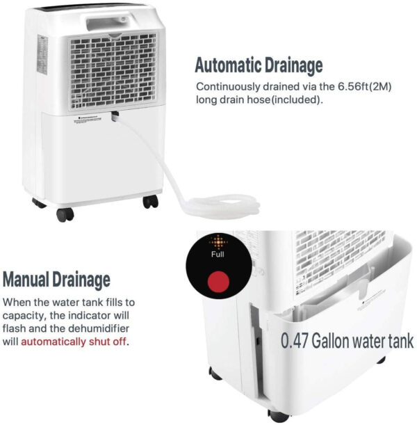 84fb3c36044f4d35b6fd5f7fb5408e3d 30 Pint Dehumidifier for Home Basements Bedroom Garage, Mid-Size Portable with Continuous Drain Hose Outlet and Wheel, 4 Gallons/Day Intelligent Humidity Control for Space Up to 1500 Sq Ft