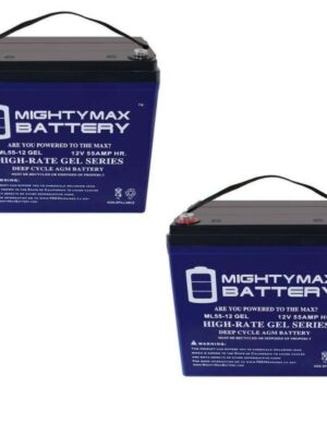 MIGHTY MAX BATTERY MAX3535318 12V 55AH GEL Battery for Quantum QG edge 2.0 Power Chair 2 Pack