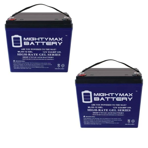 MIGHTY MAX BATTERY MAX3535318 12V 55AH GEL Battery for Quantum QG edge 2.0 Power Chair 2 Pack