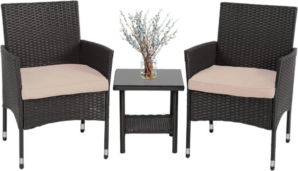 Patio Furniture Set 4 Pieces Outdoor Rattan Chair Wicker Sofa Garden Conversation Bistro Sets for Yard (Brown)