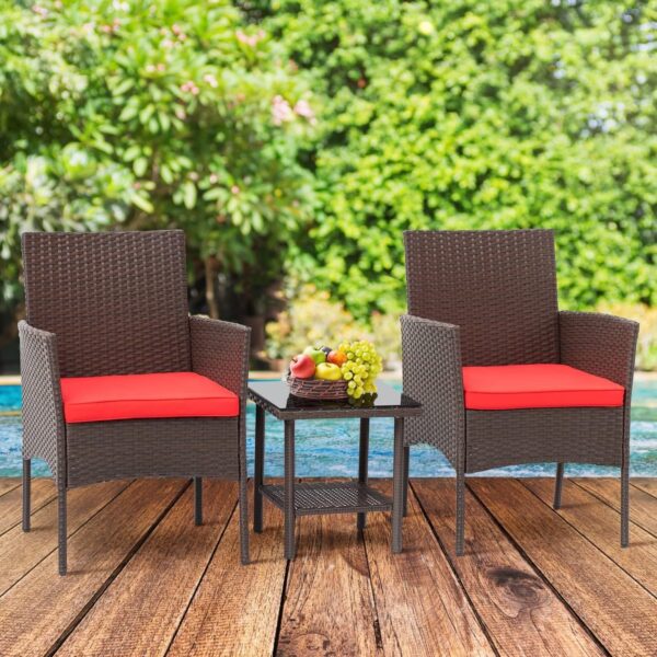 Patio Furniture Set 4 Pieces Outdoor Rattan Chair Wicker Sofa Garden Conversation Bistro Sets for Yard (Brown)