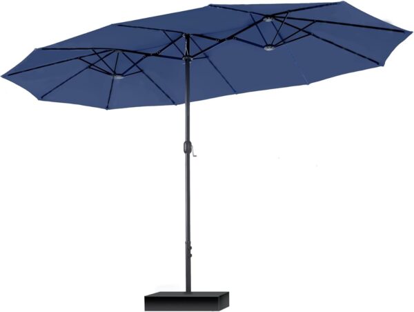 85fdcae7180e4c9fb288c6675ad1efdb 15ft Patio Umbrella Double-Sided Outdoor Market Extra Large Umbrella with Crank, Umbrella Base Included (Dark Red)