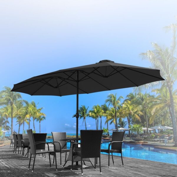 8624537e66304102b17a92777e4e3afe 15ft Patio Umbrella with Solar Lights, Large Double Umbrella Outdoor, Rectangle 180”x106” Umbrellas with 156 PCS LED Lights and Crank Handle for Backyard Deck Pool Shade in Black(1.9′′ Pole)