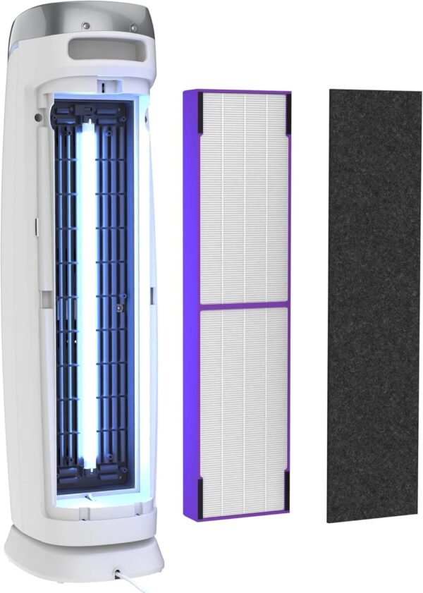 GermGuardian 5-In-1 HEPA Air Purifier for Home, Large Rooms Up To 915 Sq. Ft. with HEPA Pet Air Filter, UV-C Light & Odor Reduction, AC5250PT, 28′′ Tower, Black
