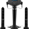 Portable WiFi Karaoke Machine for Adults – Black Pedestal with 7” Touchscreen, Built-In Speaker, Bluetooth, Recorder & 2 Wired Microphones