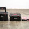 Keter Stack-n-Roll Modular Tools Organizer for Garage Storage and DIY, 3 Piece Resin Rolling Tool Box System for Small Parts