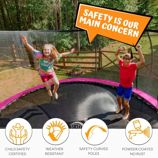 JUMPZYLLA Trampoline 8FT 10FT 12FT 14FT 15FT 16FT Trampoline with Enclosure – Recreational Trampolines with Ladder and AntiRust Coating, ASTM Approval Outdoor Trampoline for Kids