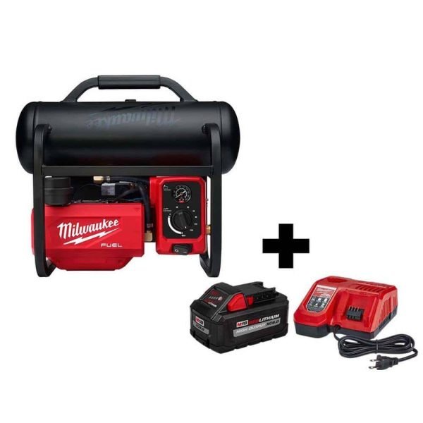8794a23d97d549579c9c072e7eb42147 Milwaukee M18 FUEL 18-Volt Lithium-Ion Brushless Cordless 2 Gal. Electric Compact Quiet Compressor Kit W/ 8.0 Ah Battery Charger