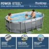 Bestway Oval Above Ground Pool Set (10′ x 6’7′′ x 33′′)| Includes Filter Pump & ChemConnect Dispenser