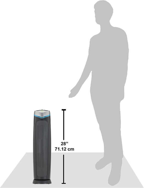 GermGuardian 5-In-1 HEPA Air Purifier for Home, Large Rooms Up To 915 Sq. Ft. with HEPA Pet Air Filter, UV-C Light & Odor Reduction, AC5250PT, 28′′ Tower, Black