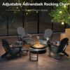 Folding Adirondack Rocking Chair,4-in-1 Multifunctional Patio Chair with Retractable Ottoman, Outdoor Chair Wood Texture, Lawn Chair for Porch, Backyard, Pool(Grey)