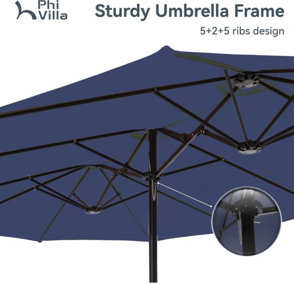 88f41e9ede3d407883bd4c766f5e0e9d 15ft Patio Umbrella Double-Sided Outdoor Market Extra Large Umbrella with Crank, Umbrella Base Included (Dark Red)