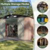 Aoxun 6.2×4 FT Shed Outdoor Storage Shed Metal Garden Shed with Lockable Doors & Slooping Roof Tool Shed Bike Shed for Backyard, Patio, Poolside (Brown)