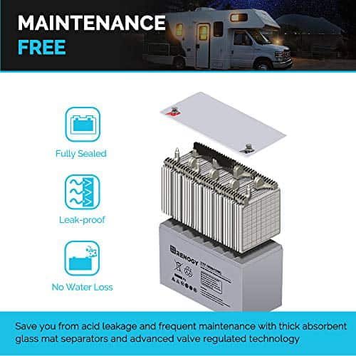 Renogy 12V 100Ah Deep Cycle AGM Battery w/Battery Box for RV, Solar Marine and Off-grid Applications