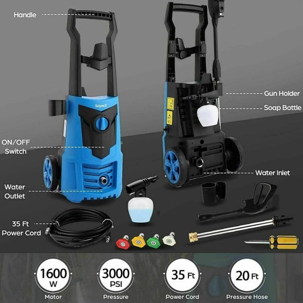 89466edbf99d413e9d006c21bf424e0f Electric Pressure Washer 3000PSI, 2.4GPM High Power Washer Cleaner NEW