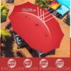 15 ft Large Patio Umbrella with Solar Lights Double-Sided Outdoor Rectangle Market Umbrellas with 36 LED Lights/Base Included/Easy Crank for Patio Garden Yard Pool Lawn, Brown