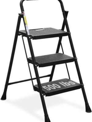 HBTower 3 Step Ladder, Folding Step Stool with Wide Anti-Slip Pedal, 500lbs