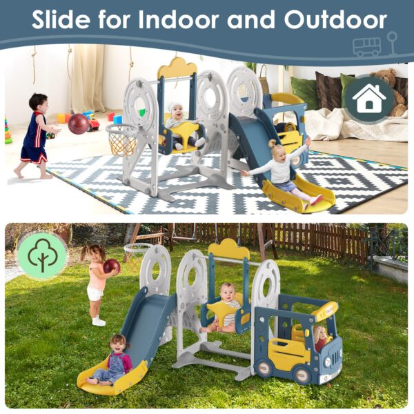8a1862ad3c7b40dabbe969f6f6742434 BIERUM 5 in 1 Toddler Slide and Swing Set for Toddlers Age 1-3